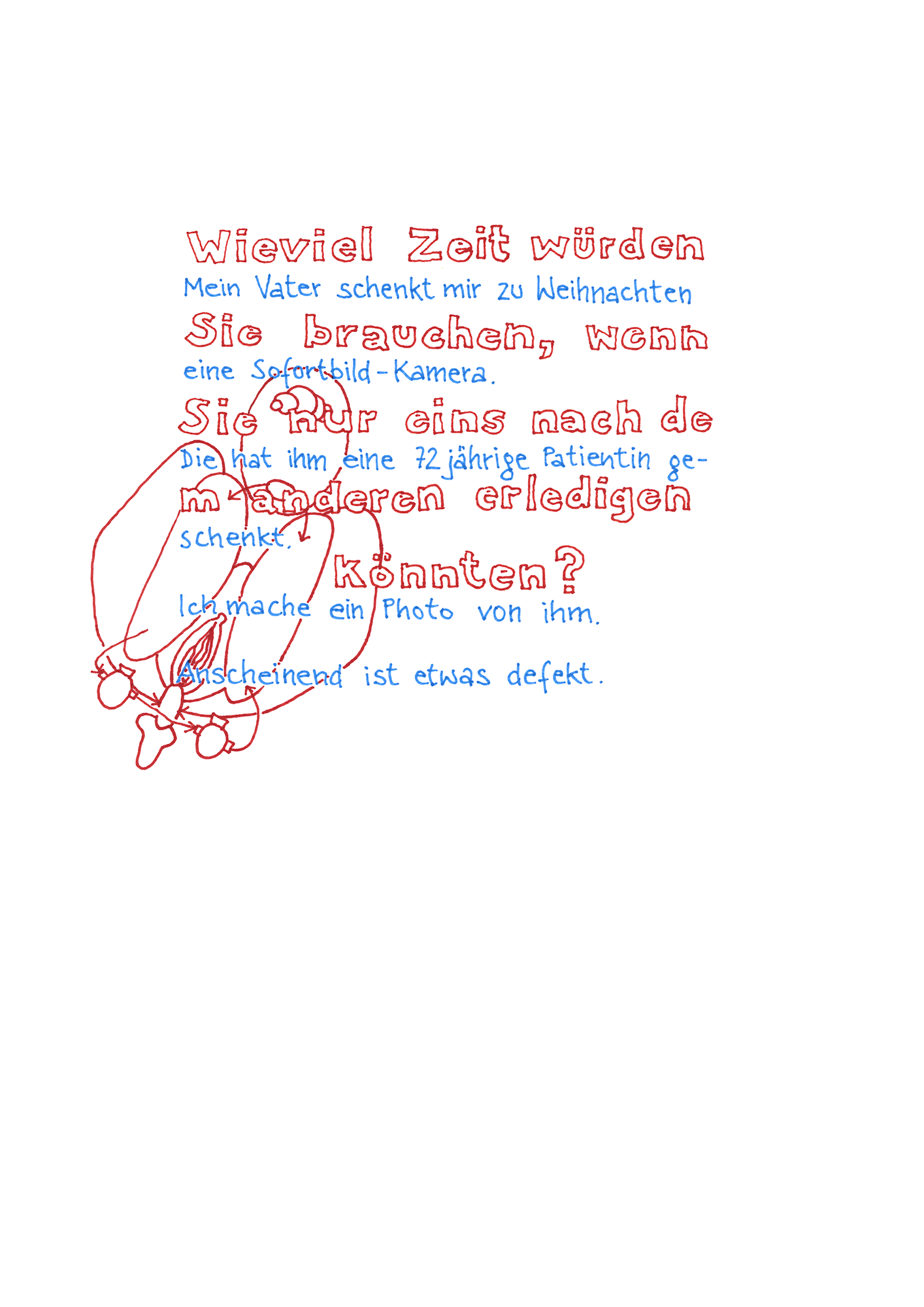 Hannes Kater: Zeichnung aus dem Jahr 1997, Filzstift auf A4 Papier