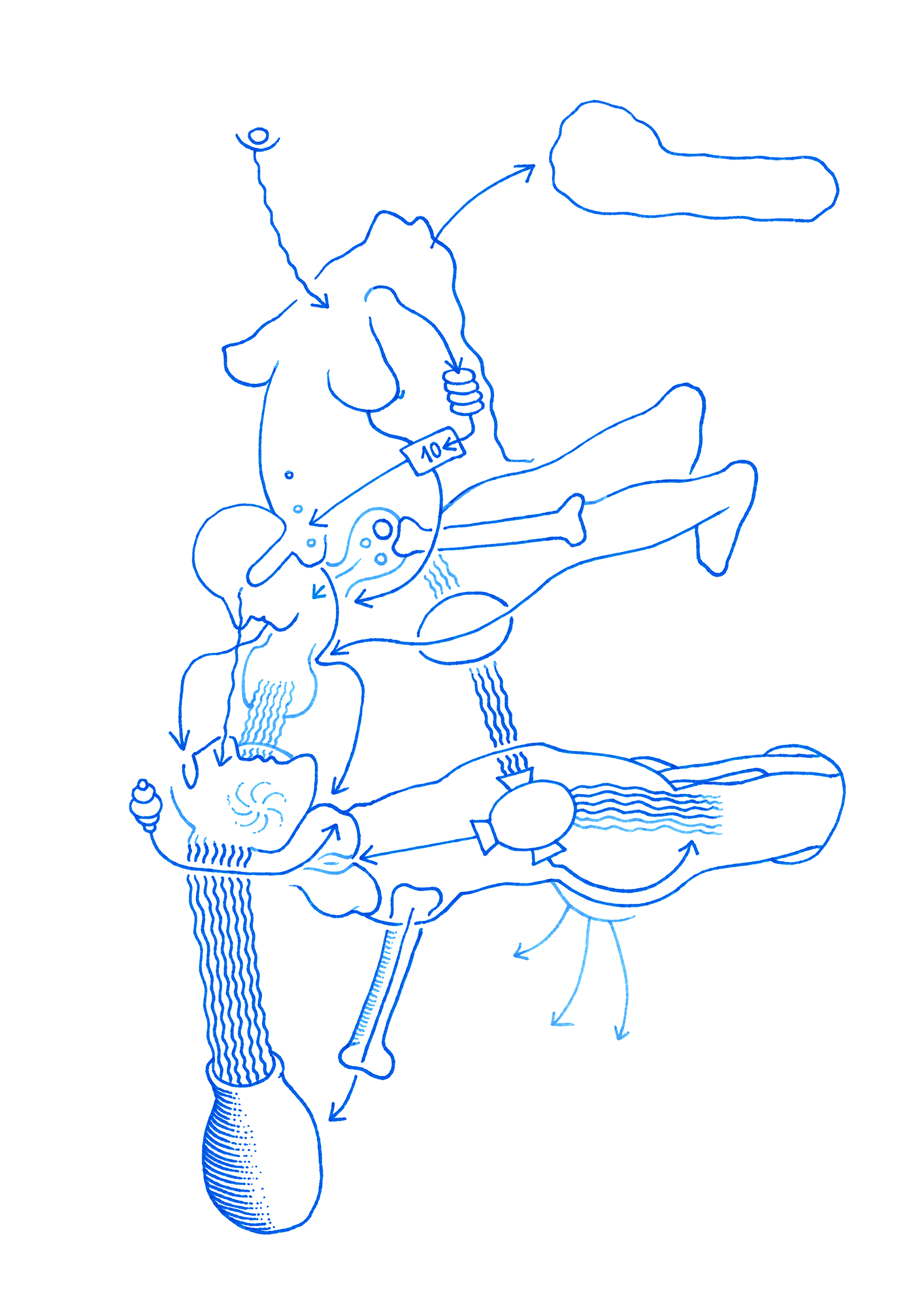 Hannes Kater: Tageszeichnung aus dem Jahr 2000, Filzstift auf A4 Papier