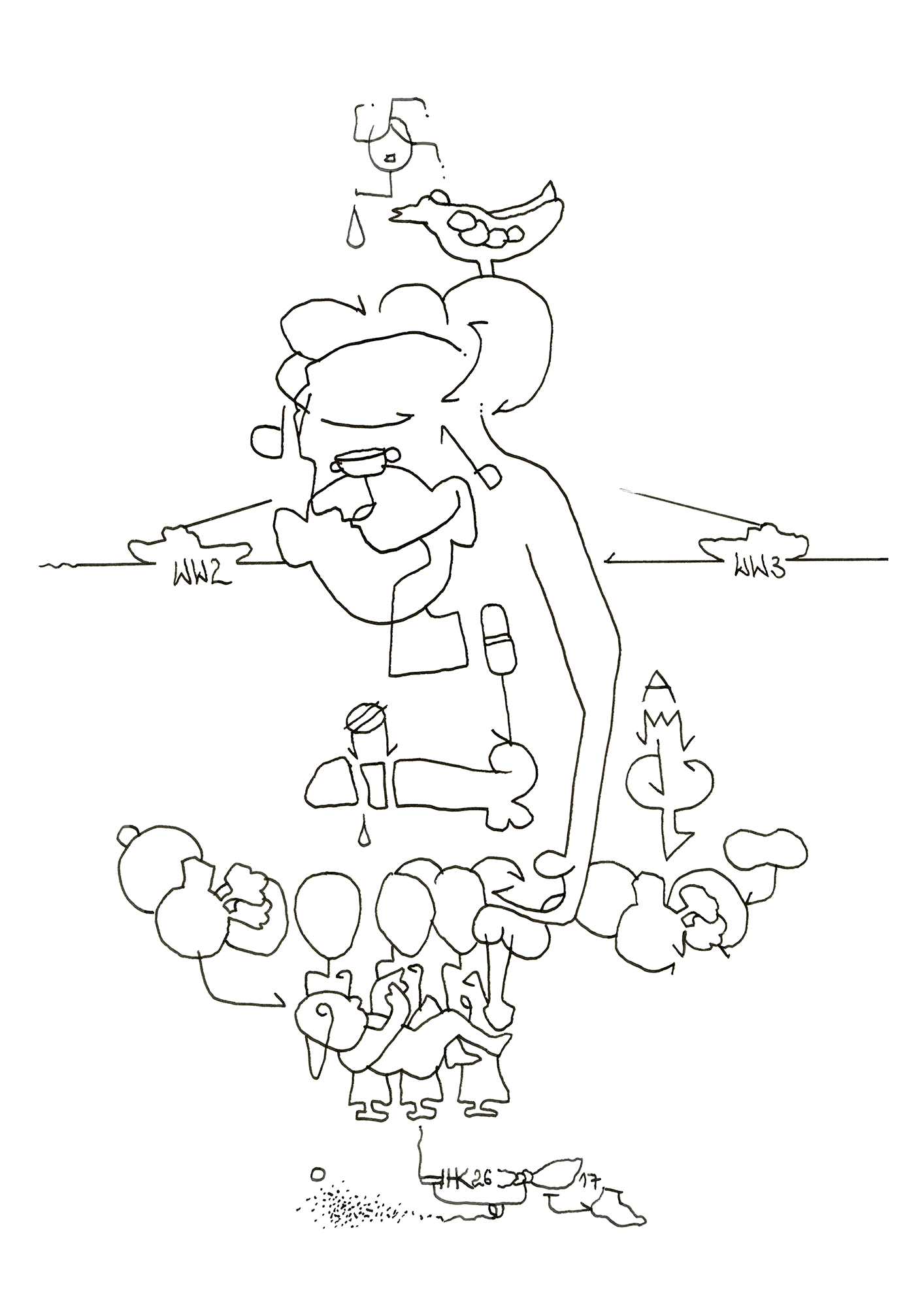 Hannes Kater  Tageszeichnung (Zeichnung/drawing) vom 09.02.2026 (1414 x 2000 Pixel)