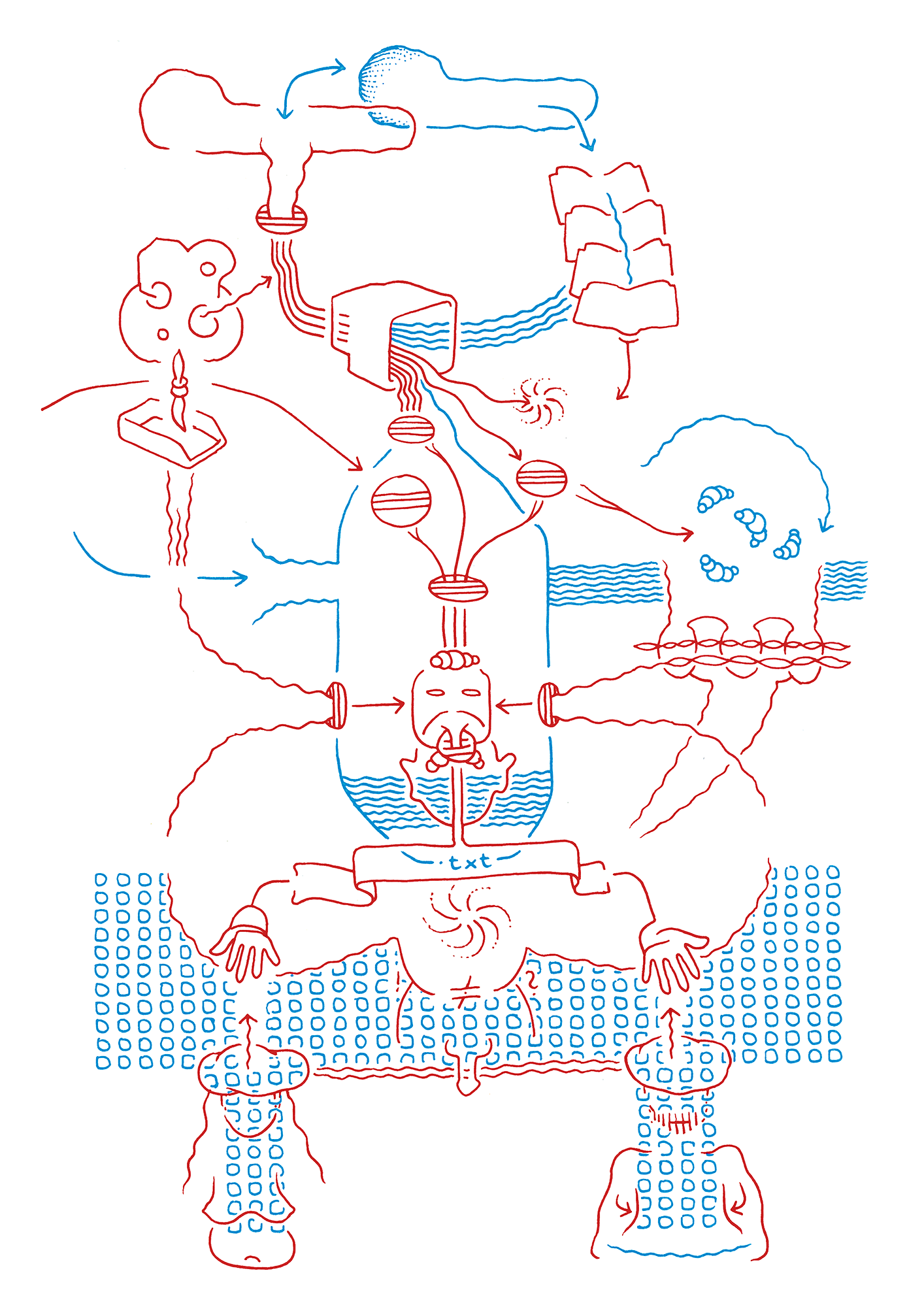 Hannes Kater: Tageszeichnung aus dem Jahr 2000, Filzstift auf A4 Papier