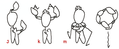 Grammatik-Studien: Hannes Katers Darsteller *15 Protagonist mit *16 Knoten  EInträge j bis m  Arm als Erinnerung, zwei x das große Andere mit Knoten, "würgend" zwei Knoten um den Hals