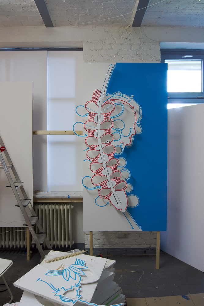 Studie / Vorbereitung im Atelier zu "überbrechen", Akademie der Künste, Hanseatenweg, Berlin 2012