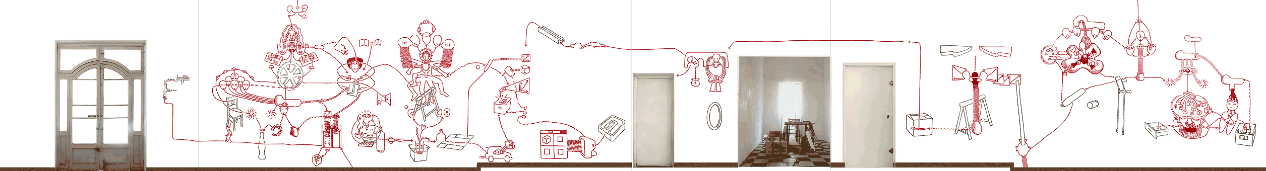 Hannes Kater: das komplette Bildprogramm f&uuml;r: Der dritte Mann (Abwicklung der Wandzeichnung), 791x108 Pixel